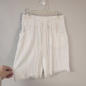 ADON Milano white linen draw string shorts, unisex size s